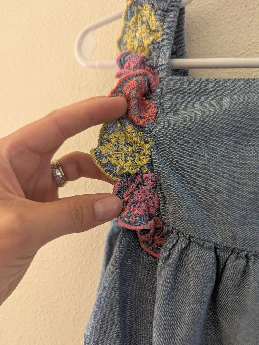 Bubble Romper w/ Embroidered Scallops